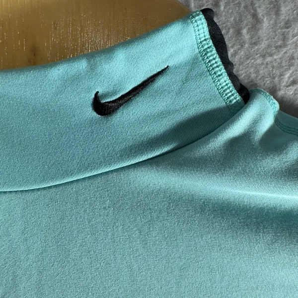 2062 | Nike Fit Dry Womens L Aqua Mock Neck Long Sleeve Athletic Top 254805 - Image 5