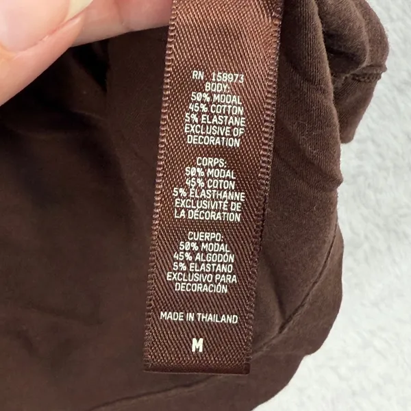 Skims Brown Crew Neck T-Shirt‎ Top Modal Blend Women's Medium Soft Casual Tee - Image 5