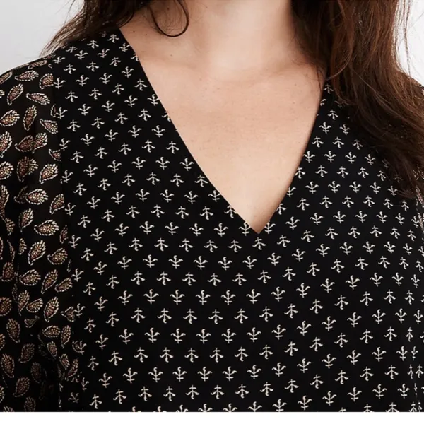 Madewell Sheer Sleeve Top in Brushstroke Paisley Mix M - Image 8