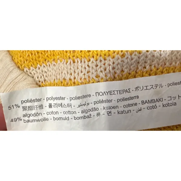 Zara Womens Oversized Yellow‎ White Striped Knit V-Neck Sweater Vest Size Medium - Image 7
