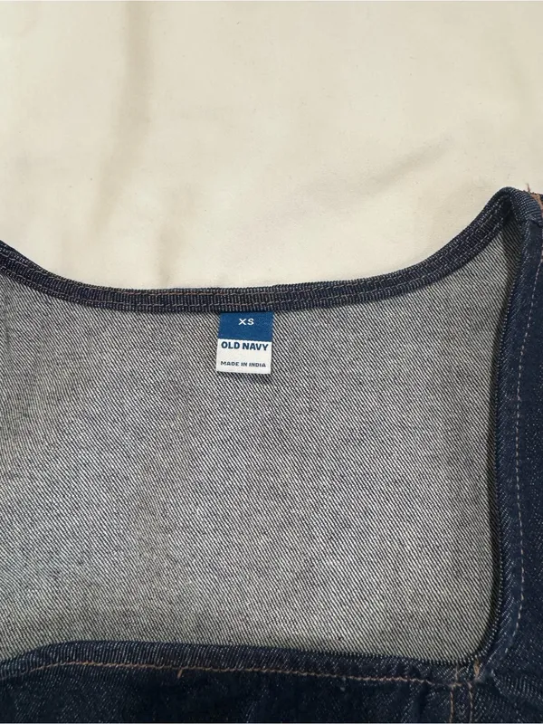 Denim Puff Shoulder Corset Top - Image 2