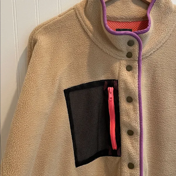 WILD FABLE Sherpa Fleece Cozy Snap Up Jacket Coat Cozycore in Tan Size XXL - Image 7