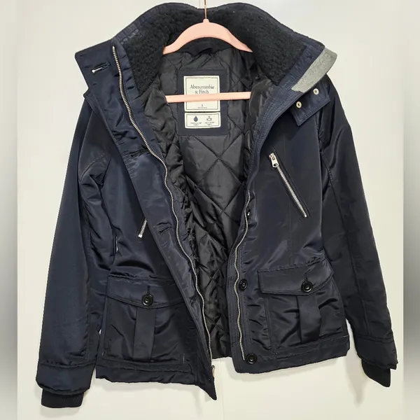 Abercrombie & Fitch Water Wind Resistant Hooded Technical Parka Jacket Size S - Image 4