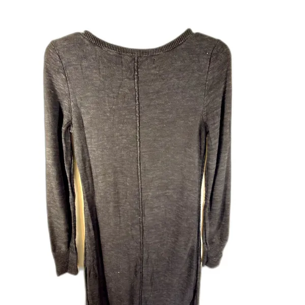 Free People FP Beach Maxi Dress Medium Black Knit Long Sleeve Side Slit Scoop Ne - Image 7