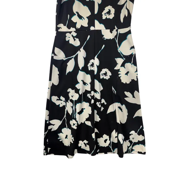 Maggy‎ London Womens Floral Mock Neck Sleeveless Midi Dress Black White Size 10 - Image 12