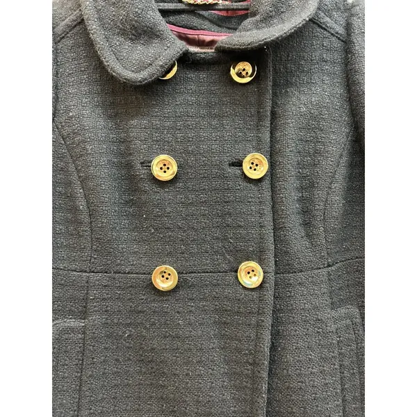 Juicy Couture Black Double-Breasted Wool‎ Blend Peacoat With Gold Buttons - Image 3