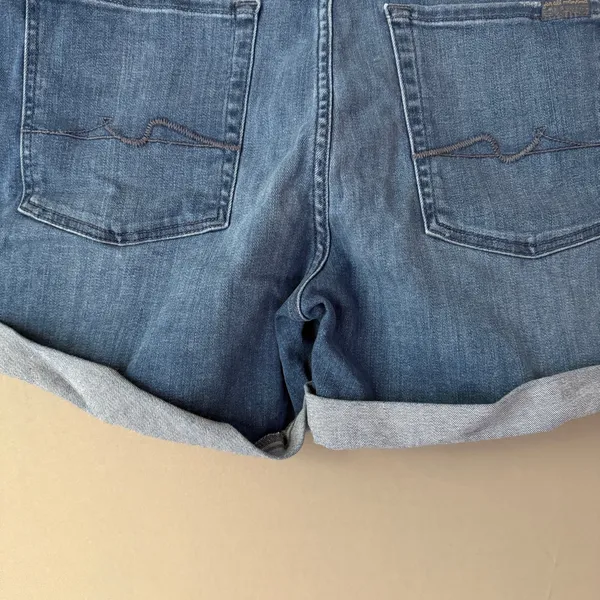 7 For All Mankind Coastal Relaxed‎ Beachy Clean Denim Cuffed Shorts Blue 32 - Image 7