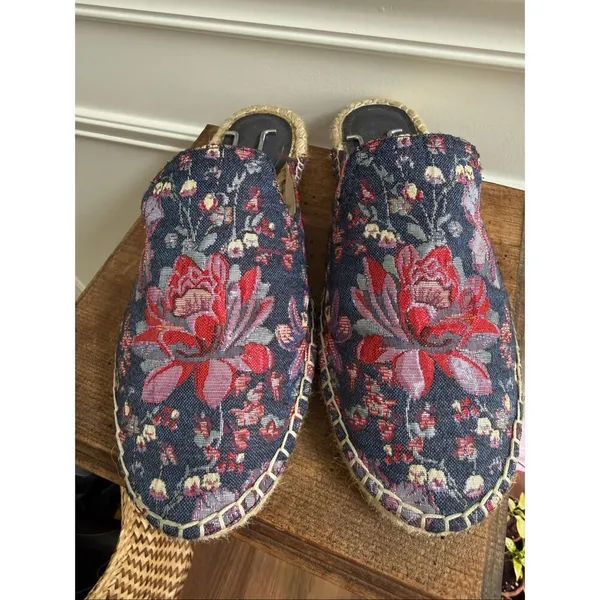 Nine West Volley Espadrille Mule Blue Red Silver Textile 9 - Image 3