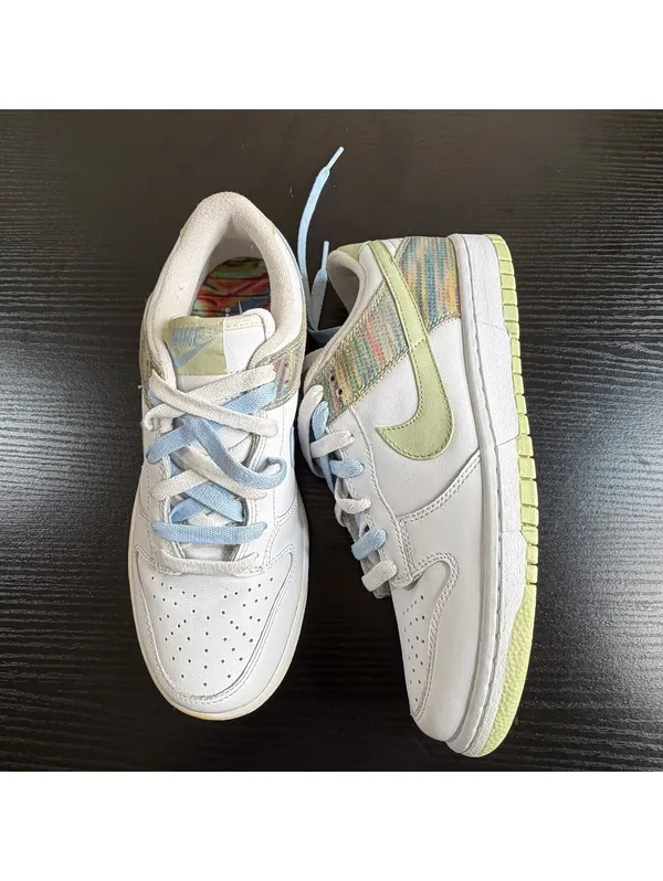Size US 7.5 Y3 NIKE DUNK LOW White/Pistachio-Ice Blue Women's - Image 9