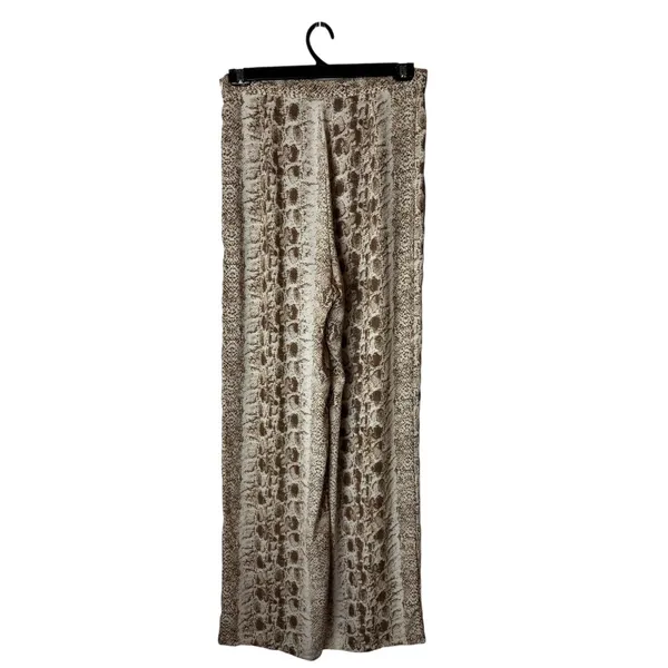 PrettyLittleThing Pants Women‎ 10 Brown Ivory Snake Print Wide Leg High Rise - Image 3