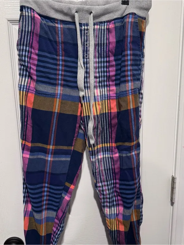 Aerie Plaid Flannel Pajama Pants Women’s XS Blue Pink Lounge Sleepwear - Image 2