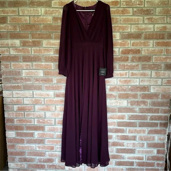Lulu’s Adoring You Long Sleeve Maxi Dress NEW Women’s Small Purple Chiffon Gown - Image 2