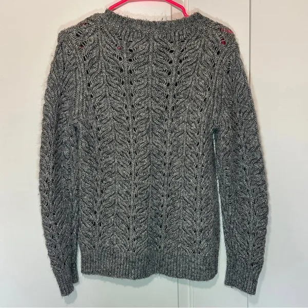 Banana Republic Cable Knit Sweater Made of Italian Yarn‎ Gray and Gold Size: S - Image 3