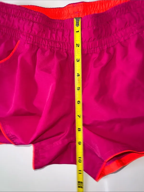 Brooks Women's Bright Pink Athletic Shorts with Orange Trim - Image 8