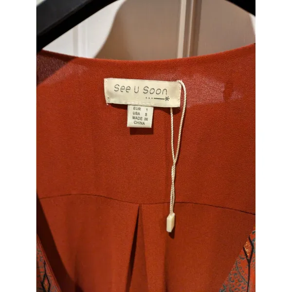 See U Soon Brown Wrap Long Midi Long Sleeve Dress Size Small - Image 7