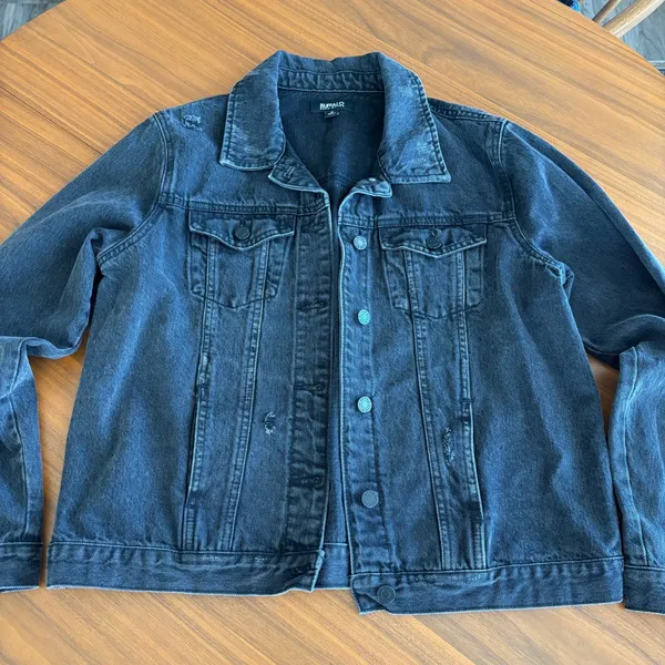 Buffalo David Bitton Denim Jacket M Distressed Black Wash Grunge Streetwear Edgy - Image 5