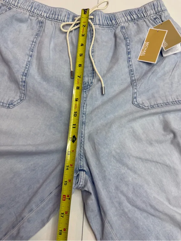 Michael Kors Light Blue Wide-Leg Drawstring Jeans size L - Image 6