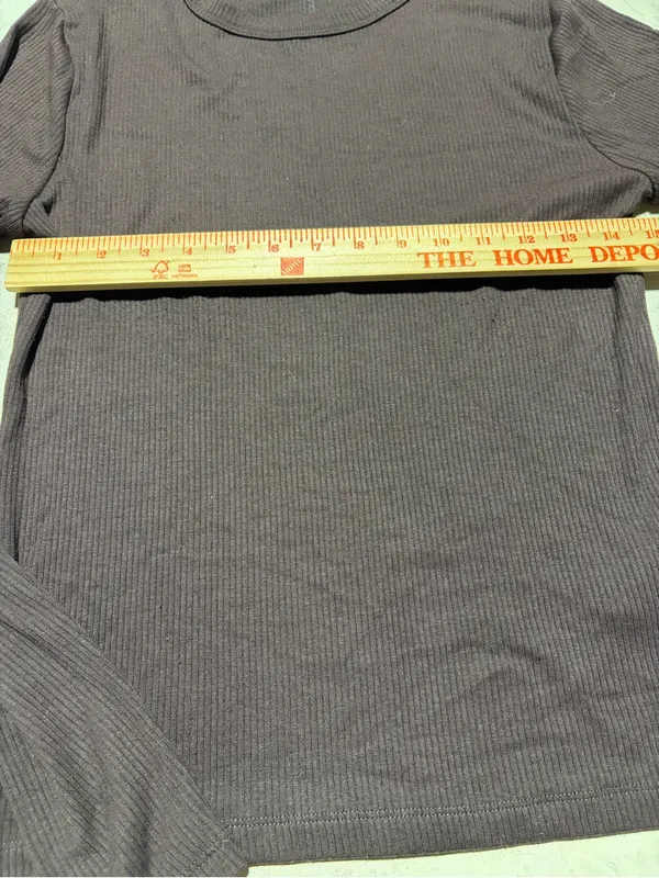 Madewell Long Sleeve Ribbed Crew Neck Shirt brown large - Image 4