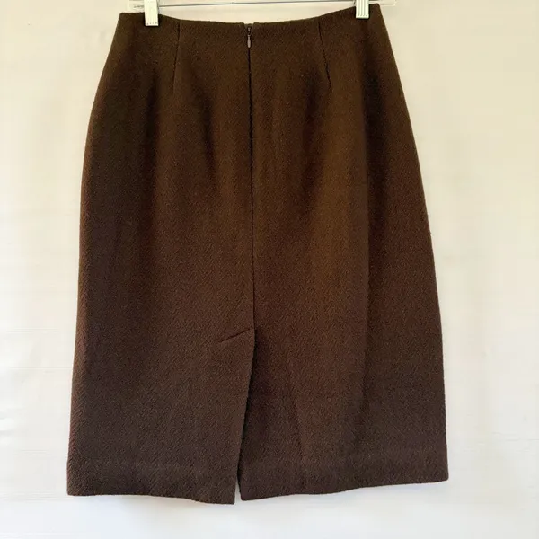 Lauren Ralph Lauren Brown Wool Blend Pencil Skirt Size 2 Knee Length Lined Vent - Image 2