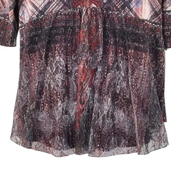 One World‎ Tunic Peplum Red 2X - Image 3