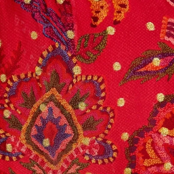 NWT Farm Rio Sunset Tapestry Floral Long Sleeve Boho Maxi Dress Warm Red Size XS - Image 13