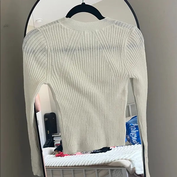 Daily Practice by Anthropologie Cream Ribbed Knit Sweater - Image 3