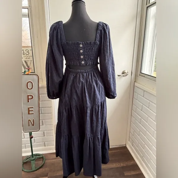 Madewell Lucie‎ Cut Out Back Midi Dress medium boho cottagecore prairie holiday - Image 8