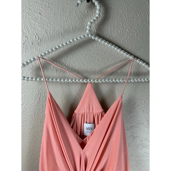 MISA Los Angeles Dress Size Medium Coral Peach Tie Front Bow Cocktail Party Mini - Image 5