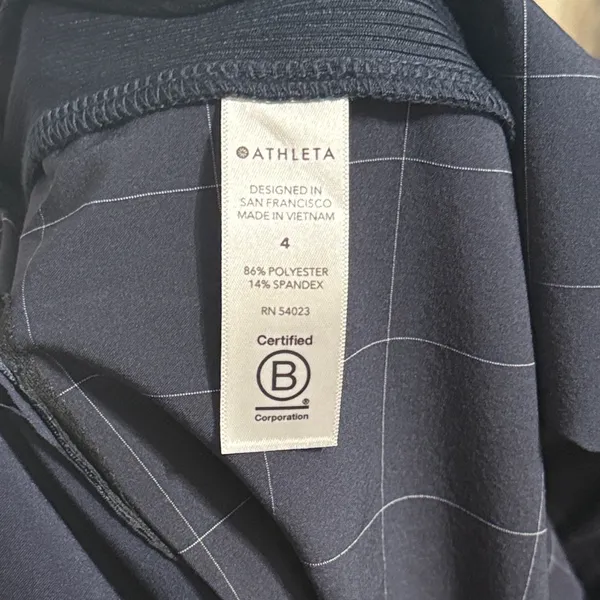 Athleta Brooklyn‎ Textured Ankle Pants Navy Windowpane Print Athleisure - Image 8