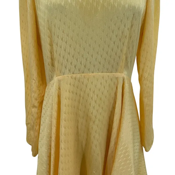Maje Roseau Jacquard Skater Dress Long‎ Sleeve Yellow Size 40 US Large - Image 5