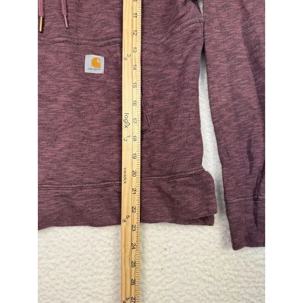 Carhartt‎ Newberry Hoodie Womens XS Relaxed Fit Maroon French Terry Pullover - Image 4