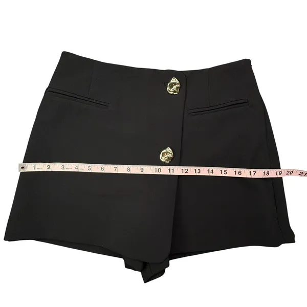 ZARA Black High Waisted Sailor Skort Gold Button Mini S 4 6 NWT - Image 11