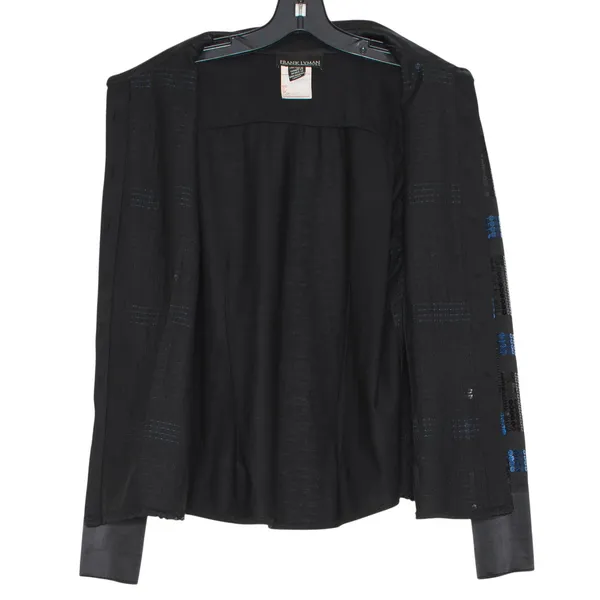Frank Lyman Y2K Sequin Button Up Top Black Blue Stripe 14 Glam Disco Party Retro - Image 3