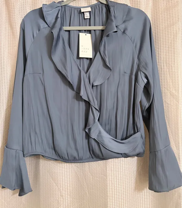 A New Day Beautiful steal blue blouse - Image 2