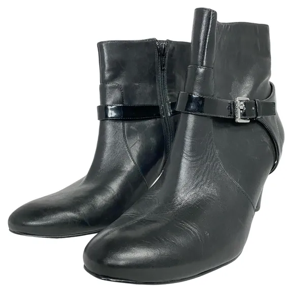 Lauren Ralph Lauren Womens Leather Saida Ankle Boots Booties Buckle Black Sz 10B - Image 2