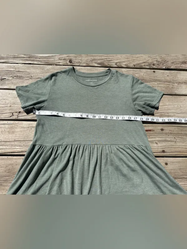 American Eagle Olive Drab Peplum Swing Top, Size S - Image 2