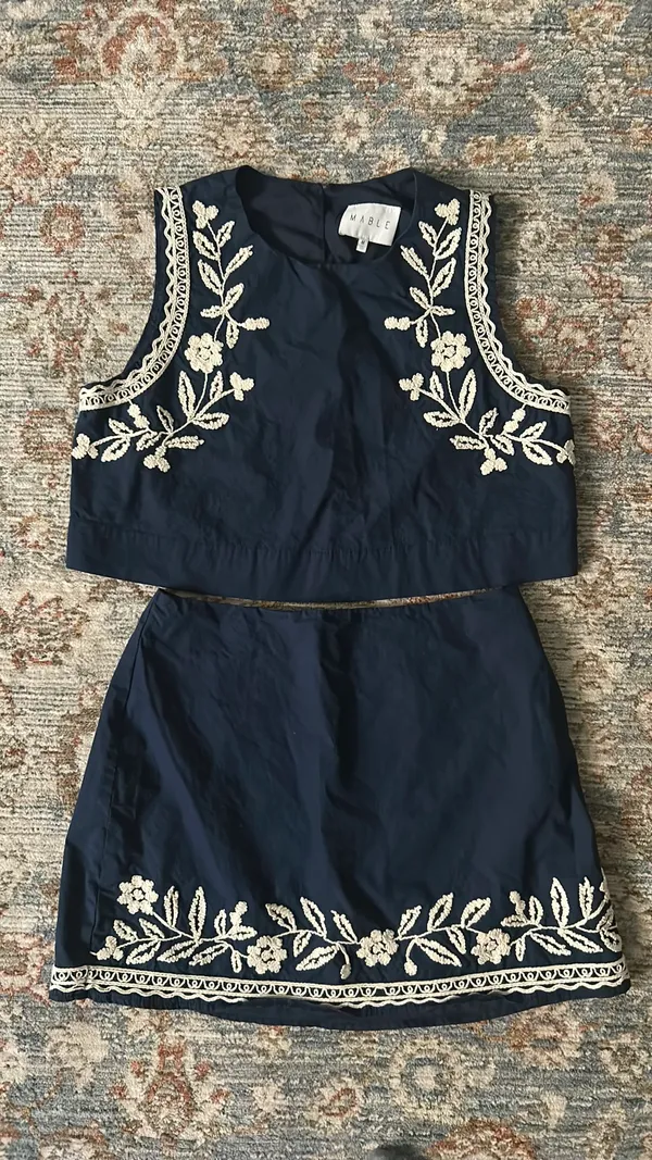 Mabel Embriodered Top And Skirt Set - Image 4