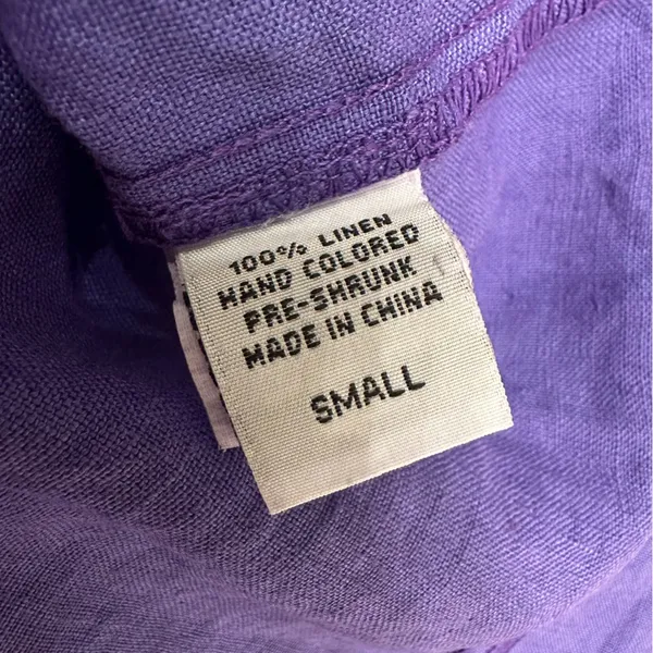 Russ Berens Malibu 100%‎ Linen Dress Ruffle Women’s S Purple Hand Colored - Image 7