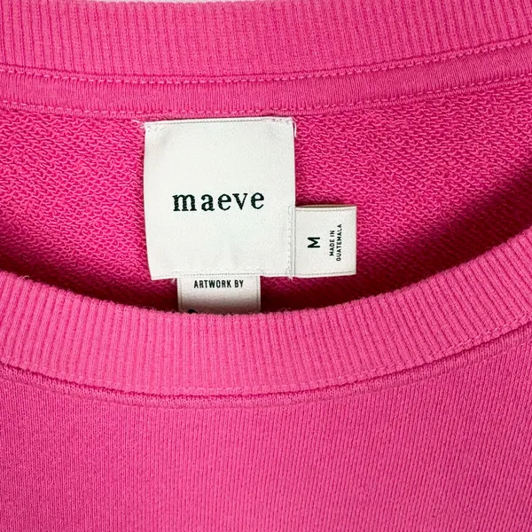 Anthropologie Jordan Nickson Bisou Bisou Sweatshirt Cotton Stretch Pink Medium - Image 6