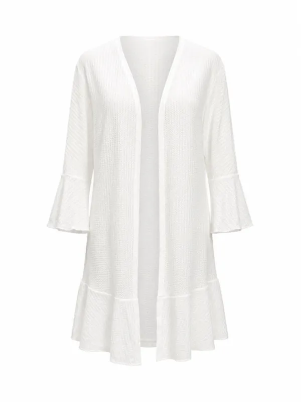 Cupshe Crisp Weave White Cover-Up Kimono Large - Image 4