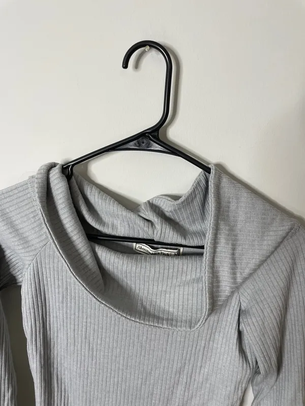 Abercrombie & Fitch Women’s Long Sleeve Top Gray Medium Vtg Y2K Excellent Condition - Image 3