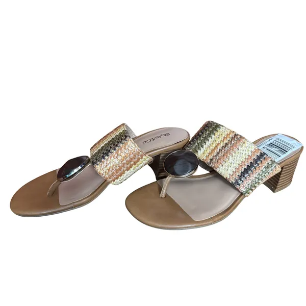Style & Co‎ Brandyy 7M Mocha Raffia Woven Thong Sandals Tropical Vacation Resort - Image 6