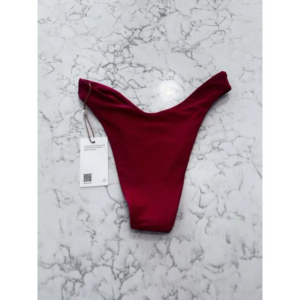 NWT Quince Cherry Red Italian High Leg Bikini Bottoms Size XS - Image 2