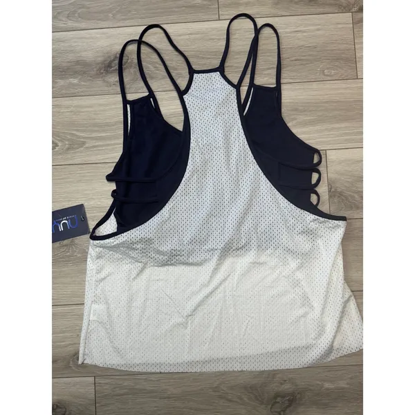 Nuyu UNC Tar Heels Mesh Rhinestone Spaghetti Tank Top Navy White Large New - Image 2
