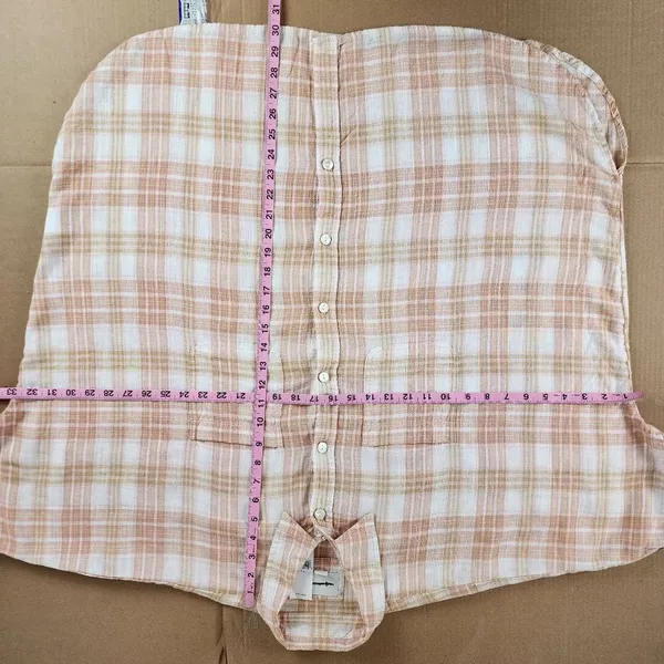 American Eagle Linen Blend Oversized Plaid Shirt - Image 4