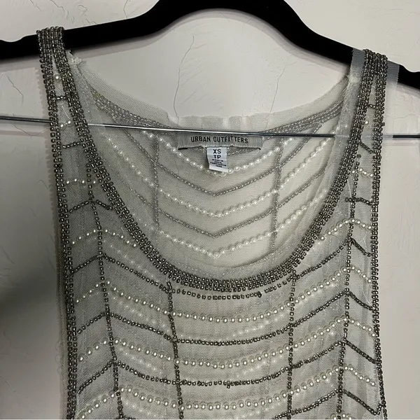 Urban Outfitters‎ UO Twiggy Sheer Embellished Beaded Mesh Mini Dress - Image 6