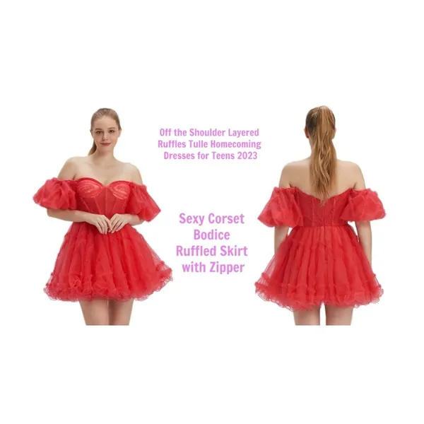 White Off Shoulder Tulle Puffy Sleeve Dress Costume Party Homecoming US 10 - Image 10