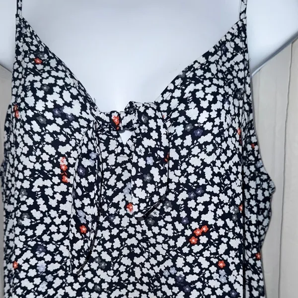 LOFT White and Blue Camisole Top with V-Neckline - Image 2