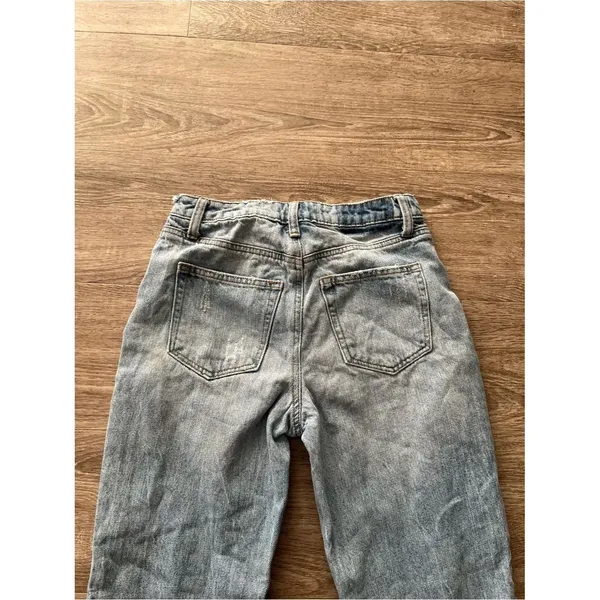 And Now This Distressed Mom Straight Leg Jeans Womens 24 Light Acid Wash Ripped - Image 9