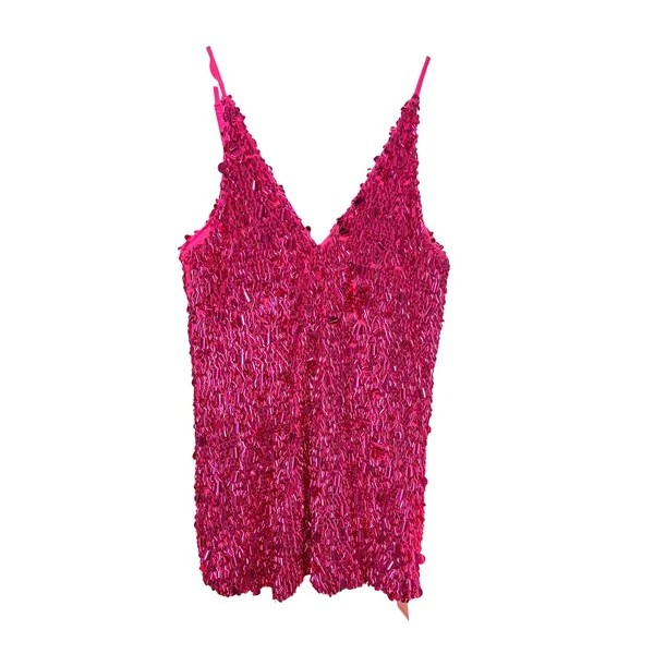 NWT Nasty‎ Gal Cluster Sequin Plunge Mini Dress Fuchsia Pink Party Cocktail Sz 8 - Image 4